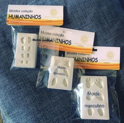 Kombo moldes mãos feminino e masculino e molde orelhas