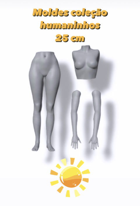Ref.8000- kit moldes para biscuit e resinas Corpo completo feminino com cabeça de presente extra surpresa 25cm - comprar online