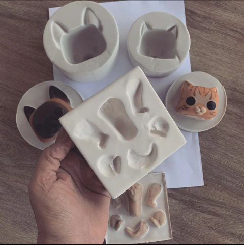 Ref.026-kombo moldes pop pet com moldes cabeças cat e dog