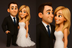 Ref.1212CA- Casal em resina estilo cartoon feito por foto 17cm de altura - comprar online