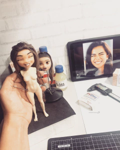 Ref.4561- Kit molde corpo completo feminino com molde cabeça cartoon 18cm de altura