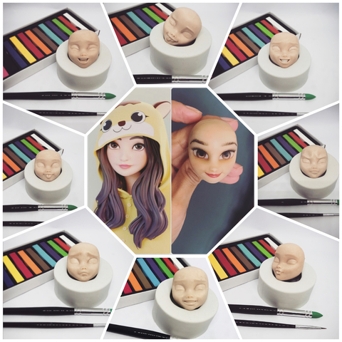 Ref.389- 10 moldes expressões coleção rostos humaninhos cartoon