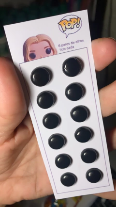 Ref.5643- Olhinhos para Pop de cerâmica plástica cartela com 6 pares 1cm