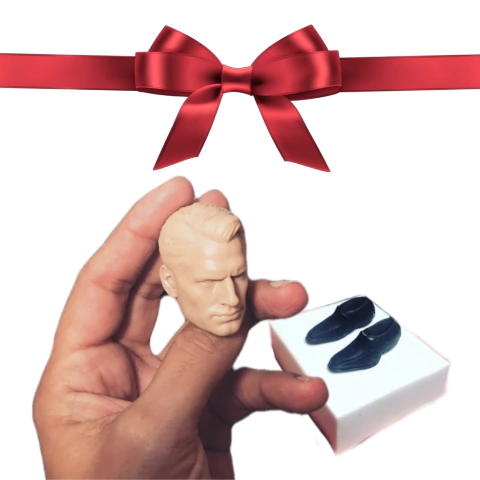 Ref.308-kit molde bipartido completo rosto masculino e molde sapato social