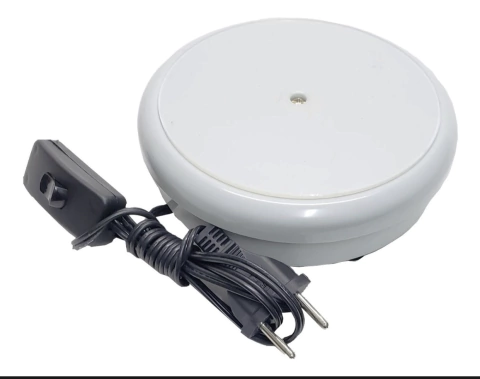 Base Giratória Elétrica Com 15cm 220V P/ Vitrines ou expor suas esculturas em vídeos e apresentações