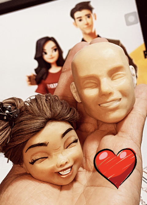 Ref.1319 - Kombo Moldes rostos cartoon casal expressões Sorrindo