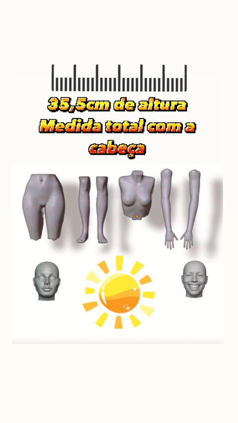 Ref.GIGANTE355- Kit moldes de silicone corpo completo feminino 35,5 de altura medida total com a cabeça(2 molde cabeça incluído) - comprar online