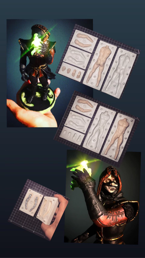 Ref.45509- Crie seus personagens com kit de moldes base corpo completo (17cm)