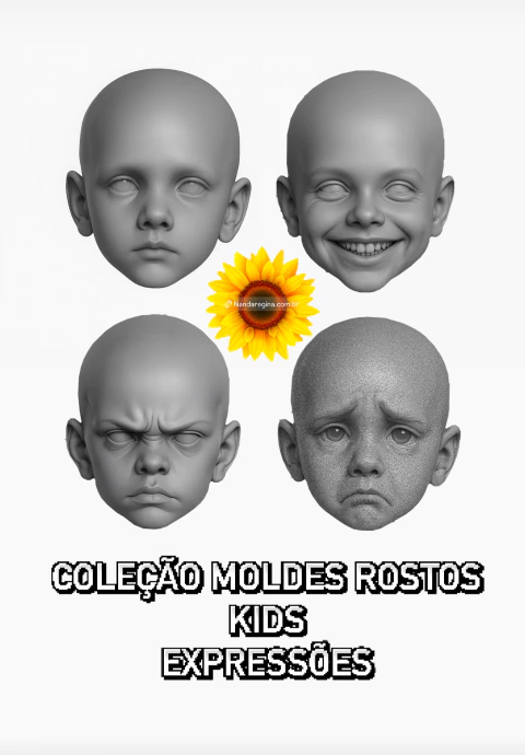 Ref.KIDS07- Kit 4 moldes rostos TEEN expressões ( 3,5cm ) - comprar online