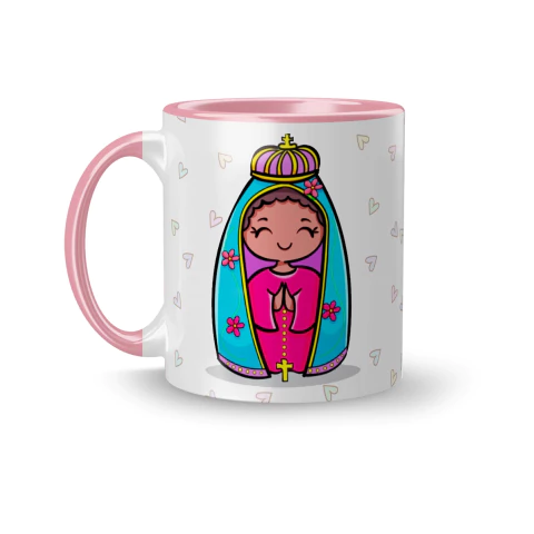 Caneca Cerâmica Religiosa Nossa Senhora Aparecida Rogai Por Nós 325ml