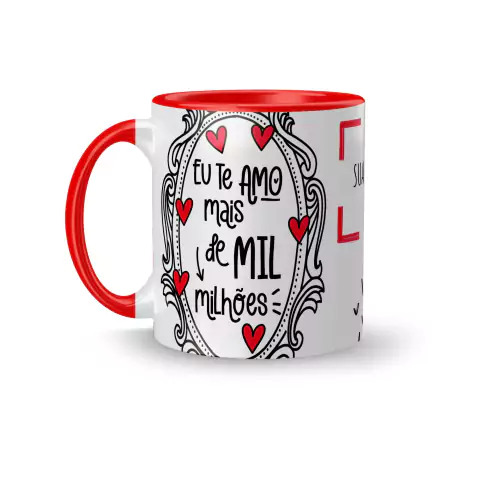 Caneca Cerâmica Eu Te Amo mais de Mil Milhões com Foto 325ml