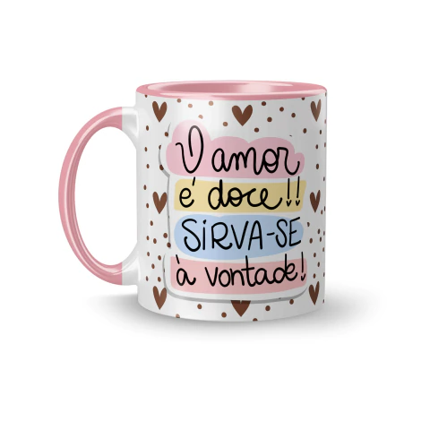 Caneca Cerâmica O Amor é Doce! Sirva-se à vontade - Feliz Páscoa - comprar online