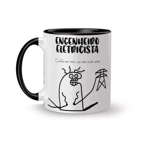 Caneca Cerâmica Flork Profissões Engenharia Elétrica / Engenheiro Eletricista 325ml