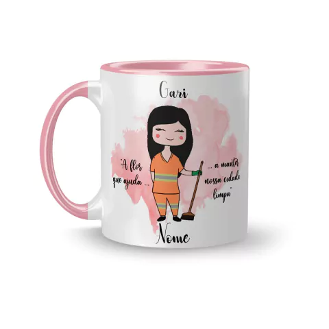Caneca Cerâmica Profissões Gari Personalizada com Nome 325ml
