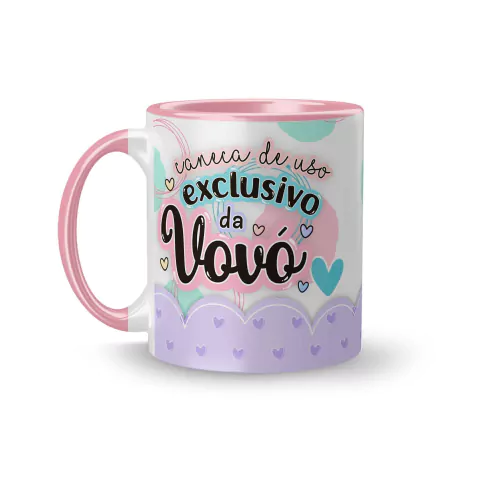 Caneca Cerâmica Caneca de uso Exclusivo da Vovó, Te Amo Vovó