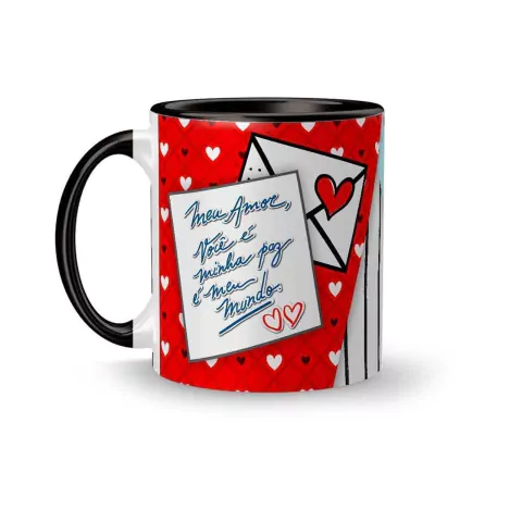 Caneca Cerâmica Meu Amor, Você é Minha Paz, é Meu Mundo Te Amo 325ml