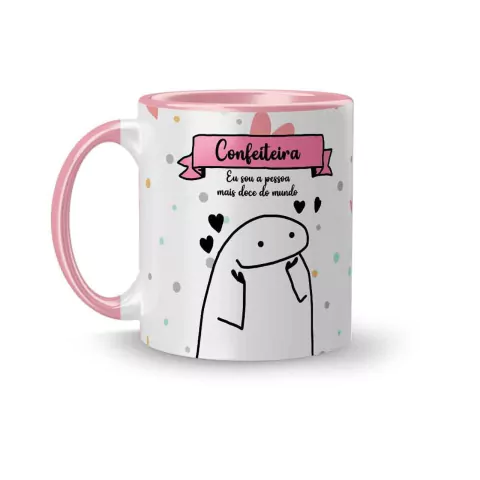 Caneca Cerâmica Flork Profissões Confeiteira Pessoa mais Doce do Mundo 325ml
