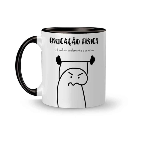 Caneca Cerâmica Flork Profissões Educação Física - O Melhor Suplemento é a Raiva 325ml