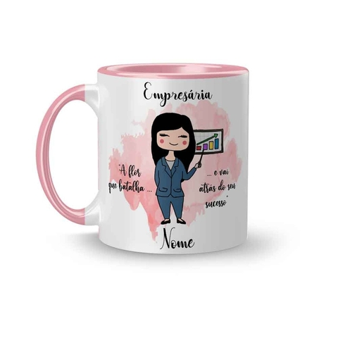 Caneca Cerâmica Profissões Empresária Personalizada com Nome 325ml