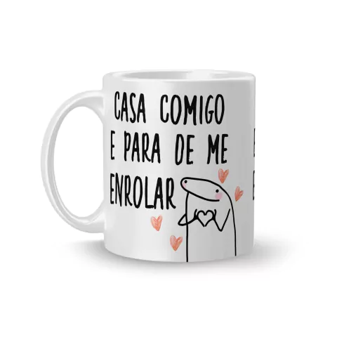 Caneca Cerâmica Flork - Casa Comigo e Para de me Enrolar 325ml