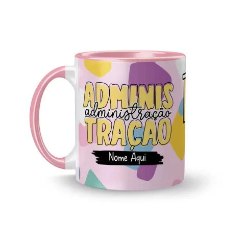 Caneca Cerâmica Profissões Flork Administração / Administradora - Vixi Personalizada com Nome 325ml