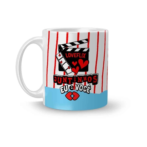 Caneca Cerâmica Juntinhos Eu e Você - Amo nossas Noites de Filmes e Risadas 325ml