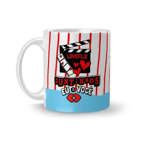 Caneca Cerâmica Juntinhos Eu e Você - Amo nossas Noites de Filmes e Risadas 325ml