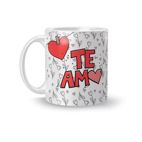 Caneca Cerâmica Te Amo - Pra Sempre com Você 325ml