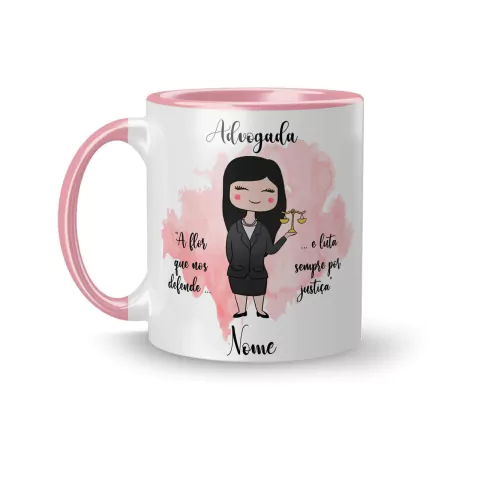 Caneca Cerâmica Profissões Advogada Personalizada com Nome 325ml
