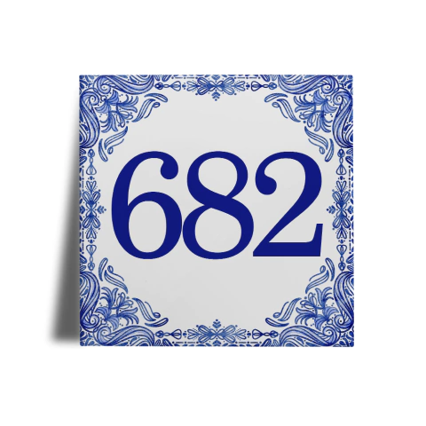 Azulejo Decorado Padrão Português com Número Residencial