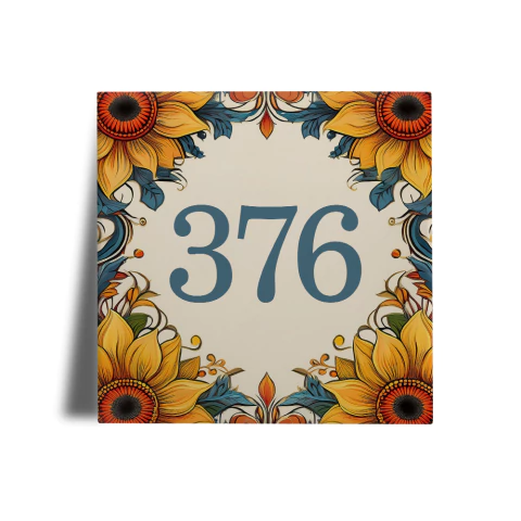Azulejo Decorado com Número Residencial Girassol - comprar online