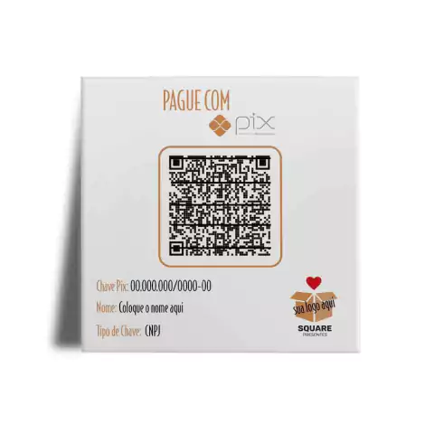Azulejo Decorado - Plaquinha Pague com Pix - Dados e QRCode com sua Logo