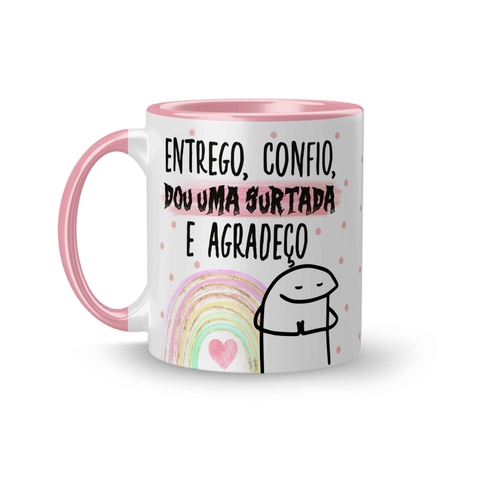 Caneca Cerâmica Flork Entrego, Confio, Dou uma Surtada e Agradeço 325ml