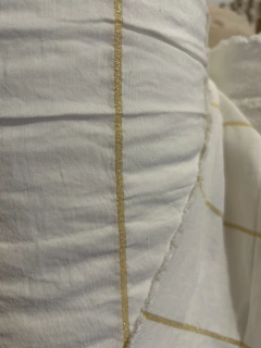 Tusor Rayado. Blanco con LUREX Dorado 1.60 de ancho - comprar online