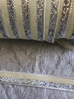 Galón aterciopela natural y plateado 1 cm de ancho - comprar online