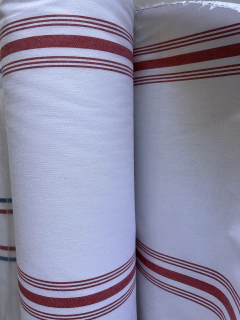 Lienzo rayado Blanco rayas rojas