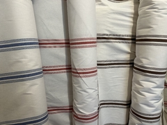 Lienzo rayado Blanco rayas celeste - comprar online