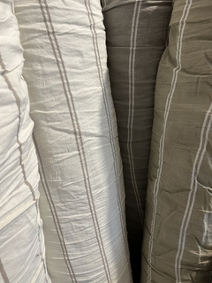 Tusor pesado rayado color off white Raya Caqui 2.90 de ancho en internet