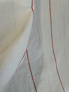 Tusor Rayado Blanco y rojo. 1.60 de ancho