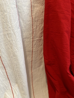 Tusor Rayado Blanco y rojo. 1.60 de ancho - comprar online