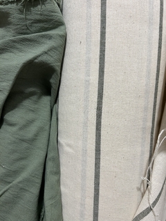 Lienzo rayado natural y Verde Seco . 1.50 de ancho - comprar online