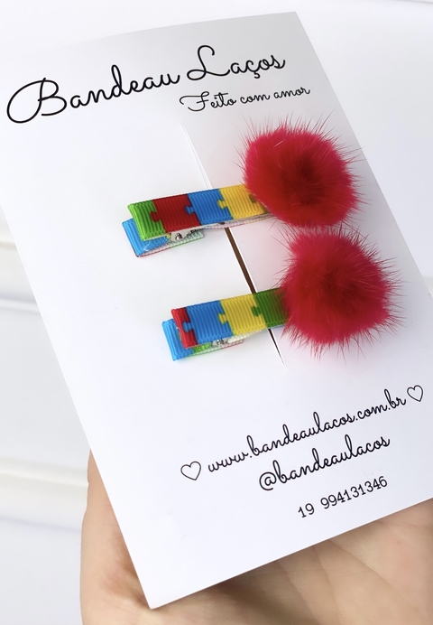 hair clips pompom Autismo