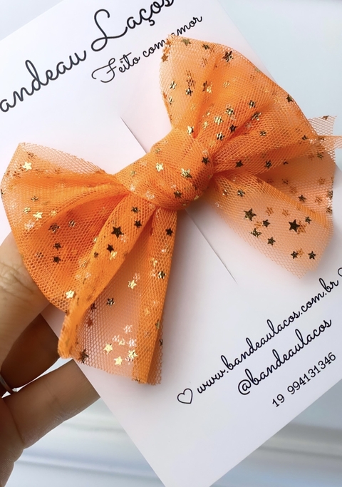 Laço tule estrelinhas halloween