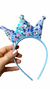 Tiara princesa paetê azul