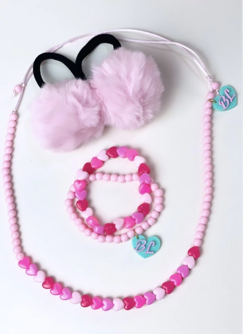 Kit Corações tons de rosa