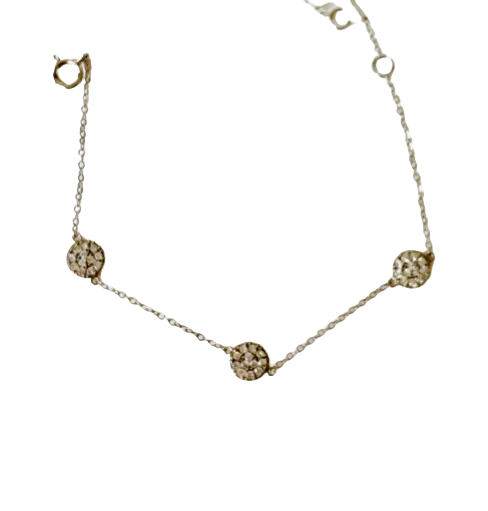 PU296 Pulsera Plata 3 Circulos Circonia