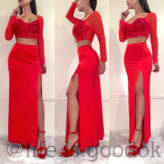 Pollera Chloe Larga Roja - comprar online