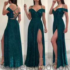 Vestído Glitter Tiana Verde - comprar online