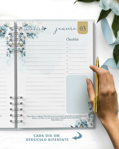 Agenda permanente 1 dia Floral Azul tamanho A5 na internet