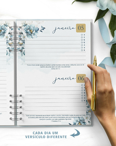 Agenda permanente 2 dias Floral Azul tamanho A5 na internet